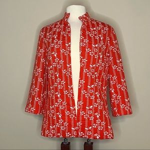 Vintage | Red Floral Open Front Blazer Jacket